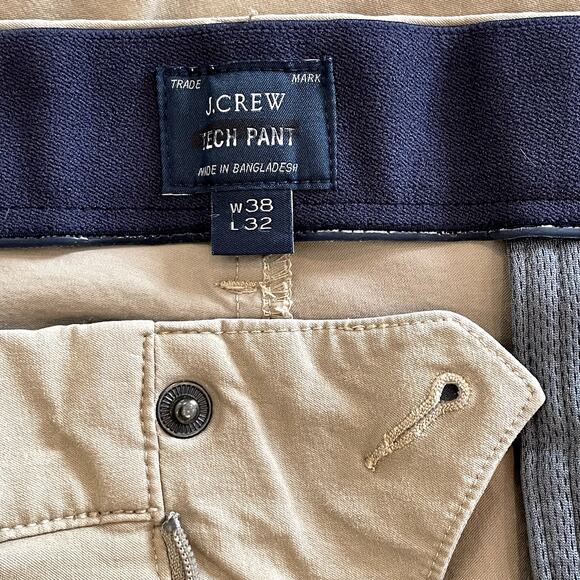 J.Crew 770 Straight Fit Tech Pant Chino Khakis Office Golf AW006 Tan 38/32 FLAW - Picture 14 of 16